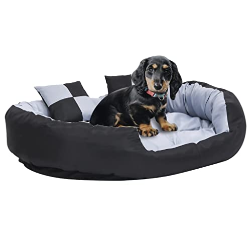 Sofa für Hunde, Hundebett, Hundebett, Katzenbett, wendbar, waschbar, für Hunde, Grau und Schwarz, 110 x 80 x 23 cm
