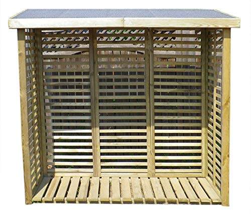 Gartenpirat Holzunterstand für Kaminholz aussen mit Rückwand – Kaminholzregal für 2 m³ Holz – 208 x 200 x 75 cm