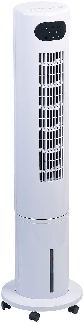 Sichler Haushaltsgeräte Ventilator mit Kühlung: 3in1-Turmventilator, Luftkühler & -befeuchter, 80° Oszillation, 40 W (Ventilator mit Kühlfunktion, Ventilator mit Kühlakku, Mobile Klimaanlage)