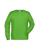 James & Nicholson Herren Raglan Sweatshirt - Sweatshirt im Raglanschnitt aus Bio-Baumwolle | Farbe: Lime-Green | Grösse: XXL