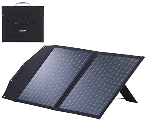 reVolt Solarpanel Tasche: Faltbares Solarpanel, 2 monokristalline Solarzellen, MC4-Stecker, 50 W (Solarpanele mobil faltbar)