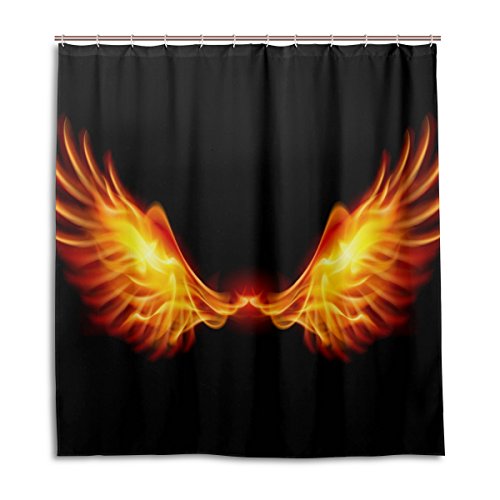 alaza Feuer Flammen Flügel Duschvorhang 72 x 72 Inch, schimmelresistent und wasserdicht Polyester Dekoration Badezimmer-Vorhang