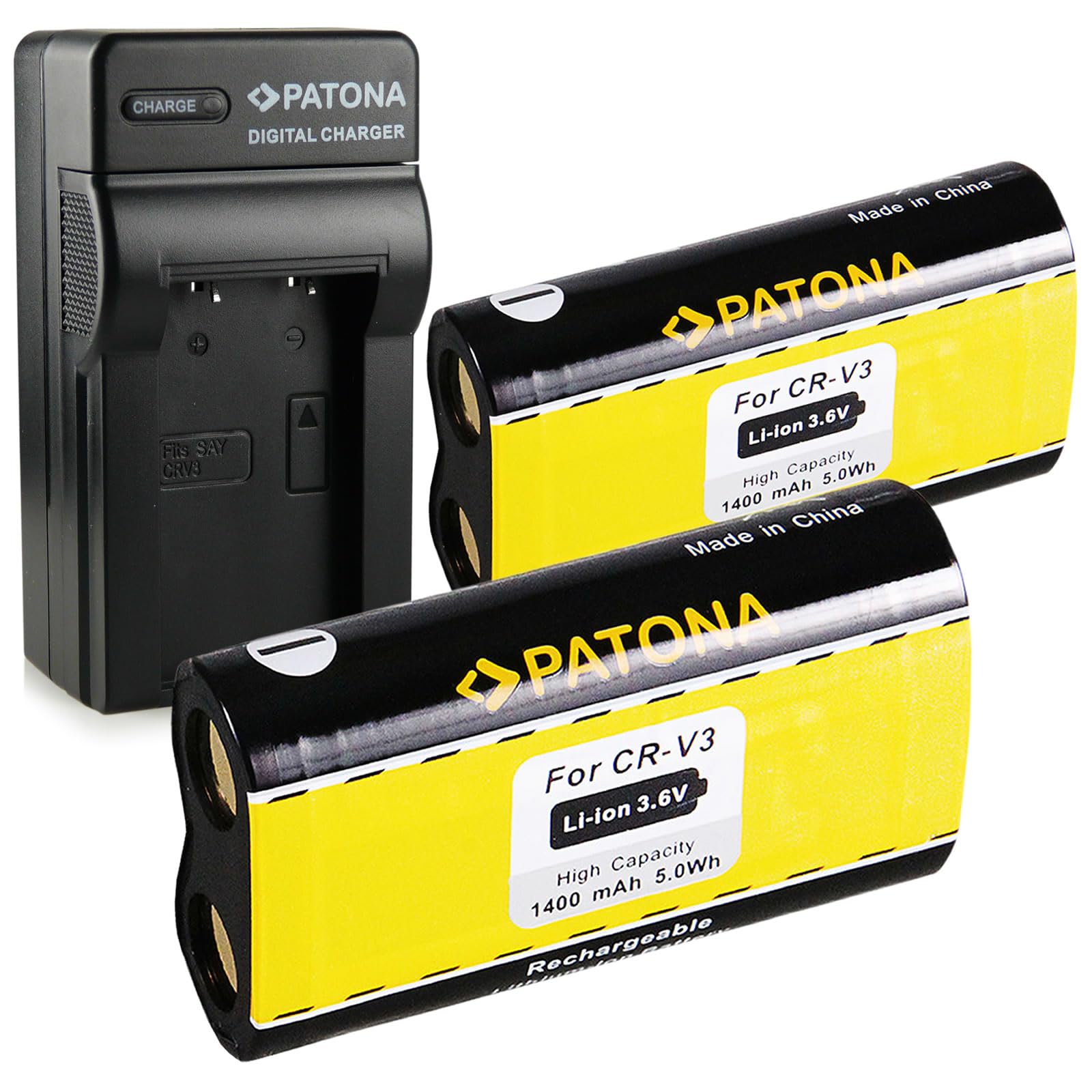 PATONA 3in1 Ladegerät + 2X Akku CRV3 kompatibel mit Kodak EasyShare C300, C603, C875, CX4200, CX6200, CX7330