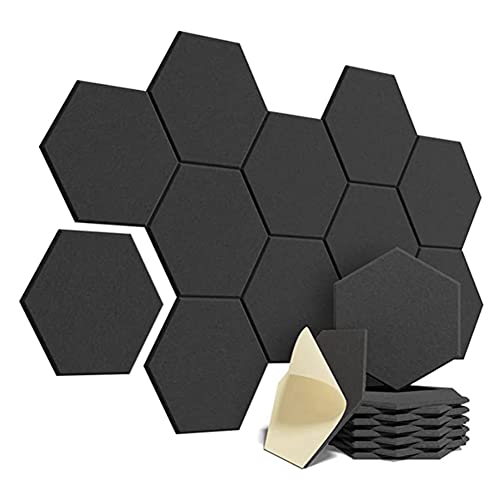 LAUGHERER 12 Stück Selbstklebende Akustikschaumstoffplatte Akustikplatte Hexagonal Wandpaneel für Wand Schallabsorption