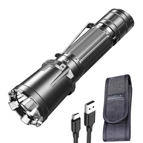 Klarus XT11GT Pro 2000 Lumen USB C Wiederaufladbare Taktische Taschenlampe, Schwanz Dual Switches Handheld LED-Taschenlampe, 2 programmierbare Einstellungen, mit 3600 mAh 18650 Akku, Holster