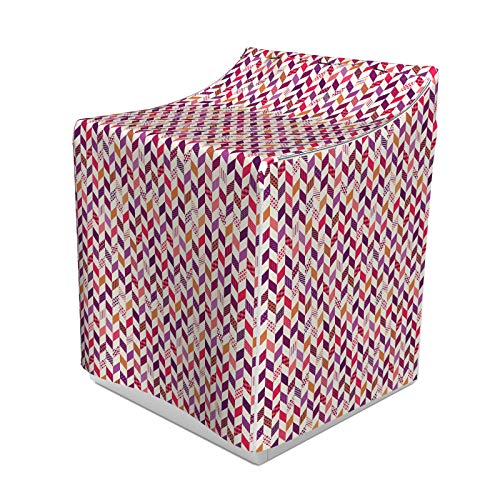 ABAKUHAUS Winkel Waschmaschienen und Trockner, Patchwork Design Geometrische Komposition mit Sternen Kreisen und Dreiecken inspiriert, Bezug Dekorativ aus Stoff, 70x75x100 cm, Mehrfarbig