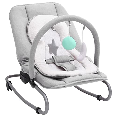 Susany Babywippe mit Spielzeugen und Sitzpolster, Für Neugeborene oder Kleinkinder, Babyschaukel und Babystuhl, Verstellbare Fußstütze und Rückenlehne, Hellgrau und Weiß