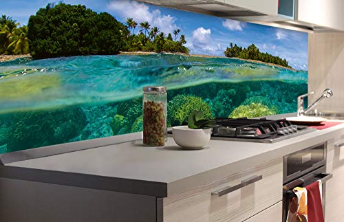 DIMEX LINE Küchenrückwand Folie selbstklebend KORALLENRIFF 180 x 60 cm | Klebefolie - Dekofolie - Spritzschutz für Küche | Premium QUALITÄT