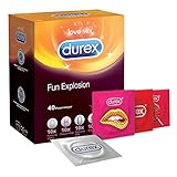 Durex Fun Explosion Kondome – Verschiedene Sorten für aufregende Vielfalt - Verhütung, die Spaß macht Latex Apfel – 40er Großpackung (1 x 40 Stück), Black Gummi