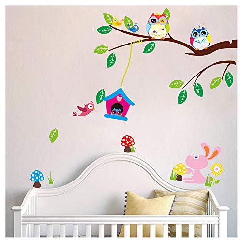 Sticker für Kinder | Wandaufkleber Eulen – Wanddekoration Kinderzimmer | 90 x 30 cm