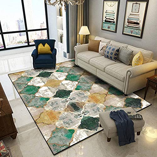 MAIGOU Teppich Teppich Retro Europäischen Stil Marokkanischer Stil Smaragd Grün Gelber Teppich für Schlafzimmer Nachtwohnzimmer Küche Bodenmatte Teppiche-160 * 230 cm. Baifantastic