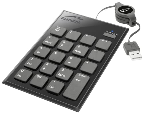 Speedlink DIGY Scissor Keypad – Ziffernblocktastatur, Scissor-Switches, ausziehbares Kabel, schwarz