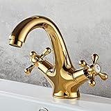 HomeLava Modern Messing Gold Zwei Griffe Waschtischarmatur für Badezimmer Waschbecken