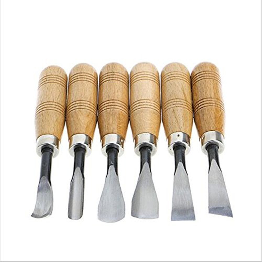 JAIN YA NA 6 Stück Professionelle DIY Kunst Handwerk Holzbearbeitung Gouges Hand Kohlenstoffstahl Holzschnitzerei Meißel Werkzeuge Messer Kit Set