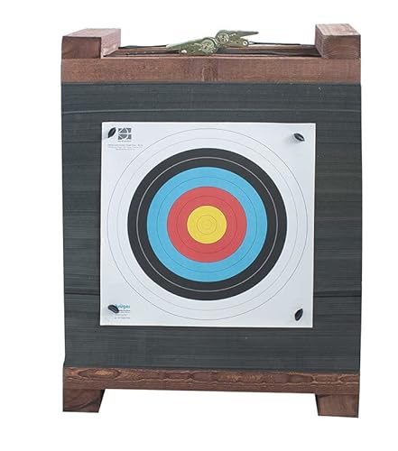 Yate Lamellen Zielscheibe im Holzrahmen mit Gurtband Größe 60x60x30cm für Bogenschießen bis 80 lbs I Bogenschießscheibe für Indoor und Outdoor
