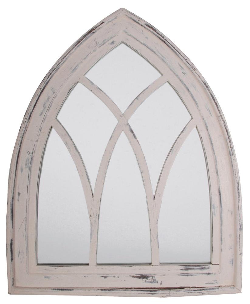 Esschert Design Wandspiegel, Garderobenspiegel im Gothic Stil in wasch-weiß, ca. 66 cm x 80 cm