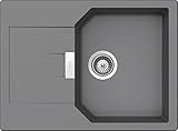 SCHOCK kompakte Küchenspüle 69 x 51 cm Manhattan D-100S Croma - CRISTALITE hellgraue Granitspüle mit verkürzter Abtropffläche ab 45 cm Unterschrank-Breite