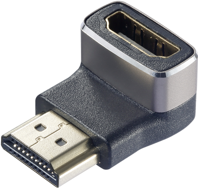 SpeaKa Professional SP-11306836 HDMI Adapter [1x HDMI-Stecker - 1x HDMI-Buchse] Schwarz, Silber UHD 8K @ 60 Hz, UHD 4K @ 120 Hz 90° nach unten gewinkelt (SP-11306836)