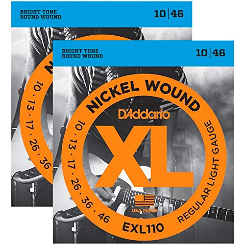 D'Addario EXL110 Nickel Wound Electric Guitar Strings, Regular Light, 10-46 (2 Pack)
