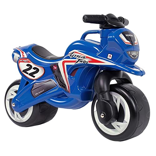 INJUSA - Moto Laufrad Tundra Honda Africa Twin, Ride-on für Kinder von 18 bis 36 Monaten, mit permanenter wasserfester Dekoration, Breiten Kunststoffrädern und elterlichem Tragegriff, Blau Farbe