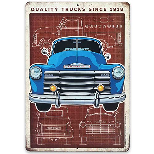 Chevrolet Truck Schematisches Metallschild – Vintage Chevy Schild für Garage oder Man Cave