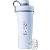 BlenderBottle Radian Edelstahl , Wasserflasche , Protein Shaker, Diät Shaker, Fitness Shaker , BPA frei , mit BlenderBall , Isolierflasche , Doppelwandig - Weiß (770ml - skaliert bis 530 ml)