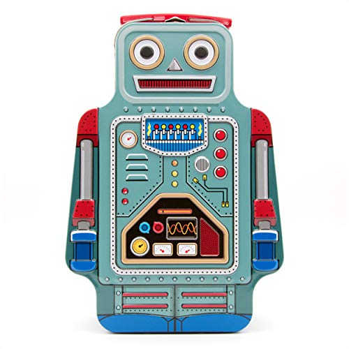 Suck UK - Robotor Lunch Box | Brotdose Im Coolen Vintage Robotor-design | Robot | Blechdose | Aufbewahrungsbox | Pausenbrot | Frischhaltedose | Dose Mit Tragegriff | Essensbox | Jausenbox Kinder