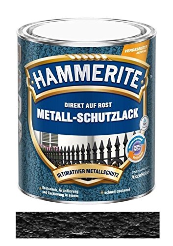 750 ml Hammerite Direkt auf Rost Metall-Schutzlack Schwarz, Hammerschlag