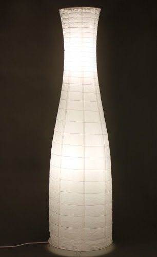 Trango 1231L Design LED Reispapier Stehlampe *SWEDEN* Reispapierlampe *HANDMADE* Stehleuchte mit weißem Lampenschirm inkl. 2x E14 LED Leuchtmittel, Form: Rund, Höhe: 125cm, Wohnraumlampe, Standlampe