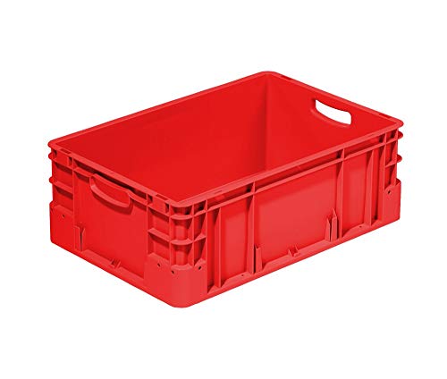 Stapelbehälter im Euroformat 600x400x220 mm | Eurobehälter | Stapelbox | Transportkiste | Transportbehälter | Premium-Qualität Made in Germany Farbe rot