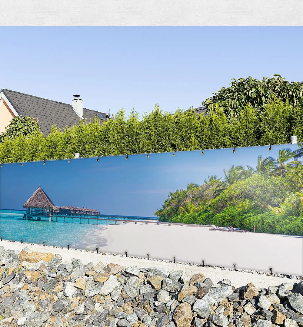 MyMaxxi Balkon Sichtschutz | Strand 01 3 x 1,5m | Abdeckung für Terrasse Balkon | Windschutz Sonnenschutz Blickdicht | Balkonverkleidung wetterfest Sichtschutz Zaun | Verkleidung