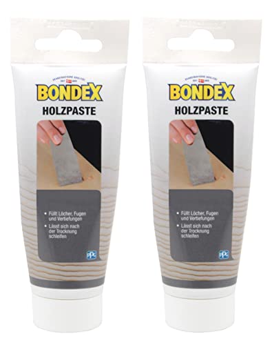 Bondex Holzpaste Holzkitt Reparaturpaste zum Ausbessern von Risse Löcher Kratzer Laminat Parkett Möbel und Holz (2x 120g Tube, buche)