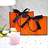 Hübsche rosa Geschenktüte, Geschenkbox, Pyjama, Buch, schwarzer Griff mit Schleife, Papierbox, Kraftverpackung, Orange, 10 Stück, 16 x 12 x 6 cm