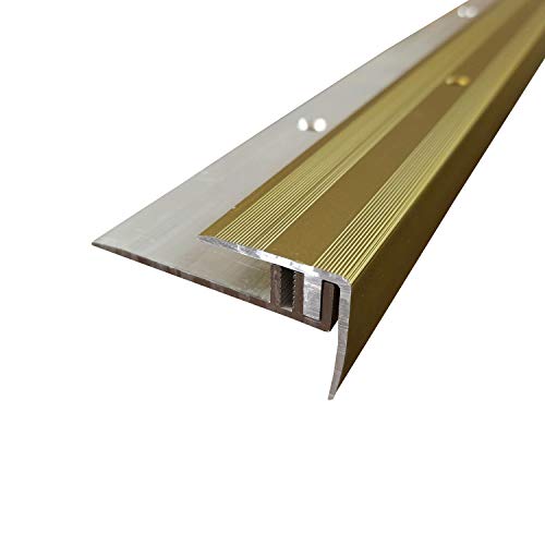 ufitec Profilsystem für Parkett- und Laminatböden - für Belagshöhen von 7-16 mm - viele Farben lieferbar (Treppenkantenprofil, Gold, 90 cm länge)