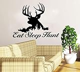 Wandtattoo mit Hirschjagd-Zitat „Eat Sleep Hunt“, Heimdekoration, Schlafzimmer, 55,9 cm