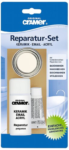 Cramer 16200DE Reparatur-Set Email, Acryl, Keramik, pergamon – zur dauerhaften Reparatur von Badewannen, Duschwannen und Waschbecken
