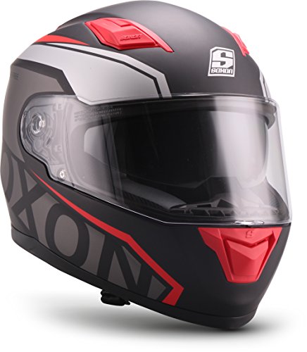 SOXON® ST-1000 Race „Red“ · Integral-Helm · Full-Face Motorrad-Helm Roller-Helm Scooter-Helm Cruiser Sturz-Helm Sport Urban MTB · ECE 22.05 Sonnenvisier Schnellverschluss Tasche XS (53-54cm)