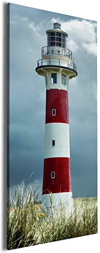 Wallario Leinwandbild Leuchtturm am Strand - Wandbild 30 x 75 cm: Kunstdruck | Brillante lichtechte Farben | hochauflösend | verzugsfrei