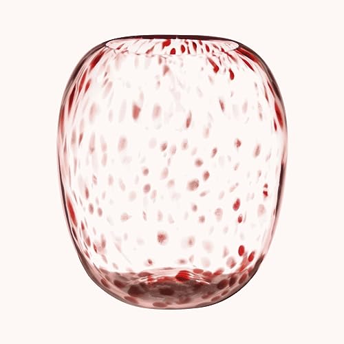 INNA-Glas Bauchige Glasvase Russell, Leopardenmuster, rot-klar, 26 cm, Ø 22,4 cm - Moderne Vase