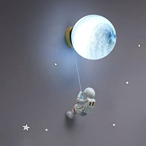Modern Astronaut Wandleuchte LED Raumfahrer Wandlampe Mond Planet Nachtlicht Kinder Nachttischlampe Schlafzimmer Kinderzimmerlampe Wandbeleuchtung 3 Farbtemperatur Mond Nachtlicht für Jungen Mädchen