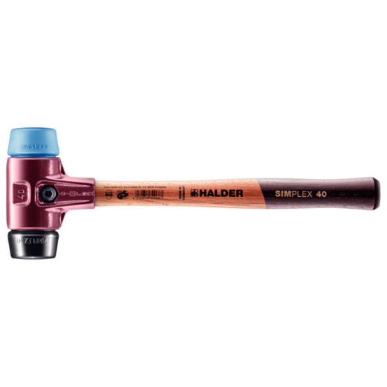 HALDER - SIMPLEX-Schonhammer, TPE-soft / Gummikomposition, mit Tempergussgehäuse und hochwertigem Holzstiel | D=40 mm | 3012.040