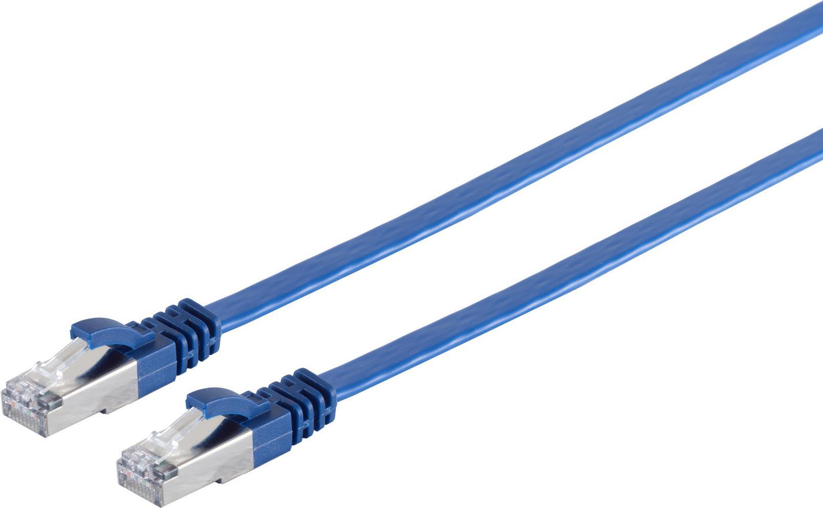 S/CONN maximum connectivity Netzwerkkabel-RJ45 Patchkabel-Flachkabel, Flat U/FTP m.Cat.7 Rohkabel, slim, blau 2,0m (75512-SLB)