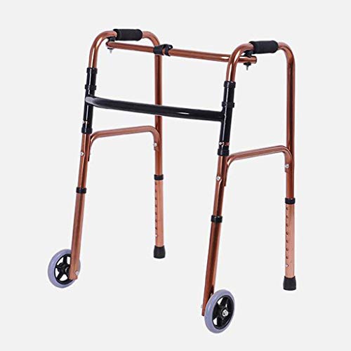 Dual Riser Folding Gehhilfe, verstellbare Gehhilfe aus Aluminiumlegierung für ältere Senioren mit Behinderungen, Rehabilitationsausrüstung (Größe: ohne Räder) Sehnsucht nach (mit Rädern)
