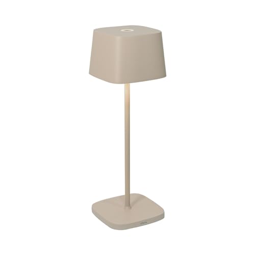 Zafferano, Opelia Lampe, Tischlampe, wiederaufladbar und kabellos mit Touch-Steuerung, auch als Außenleuchte, Dimmer 2200-3000 K, Höhe 29 cm, Farbe Sand