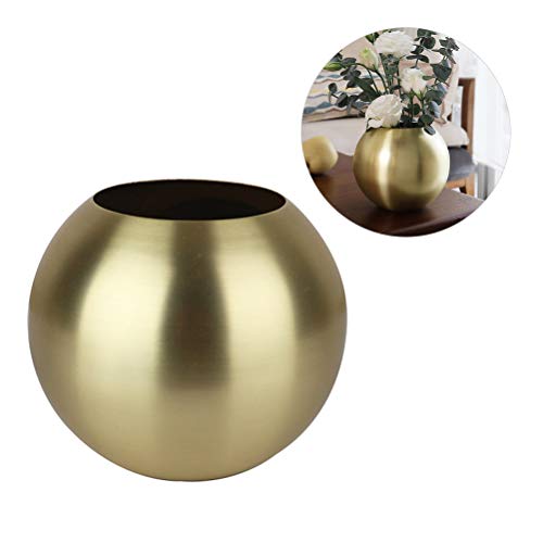 Blumenvase Kugel Gold Edelstahl Bodenvase Dekovase Blumenvase für deko Blumentopf Vase Gefäss Kleine Vasen für Tischdeko 14 * 12 * 8,2 cm