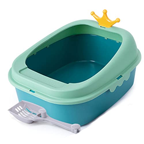 DDSP Katzentoilette aus Kunststoff, leicht zu reinigen, bruchsicher, bruchsicher, bruchsicher, Farbe: Stil 1, grün, Größe: S