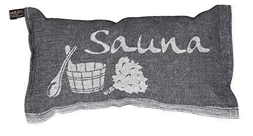 JOKIPIIN | 1 Saunakissen und Reisekissen Sauna, 40 x 22 cm, Leinen/Baumwolle, Made in Finland (schwarz/weiß)