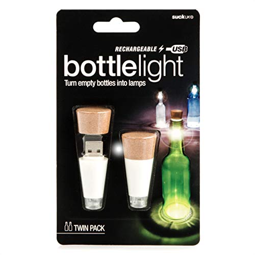 Suck UK Official Rechargeable USB LED Bottle Light / Aufladbares USB LED Flaschen-Licht – wiederverwendbare / Dekoration für Heim und Garten - Doppelpack
