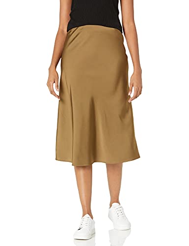 The Drop Damen Maya Rock, seidiger Slip-Skirt-Stil, Dunkles Olivgrün, Größe XL