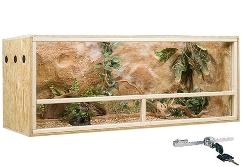 OSB Terrarium, Holzterrarium 150x60x60 cm mit Seitenbelüftung, Zierleistenset:ohne Zierleistenset, Sicherheitspaket:mit Sicherheitspaket